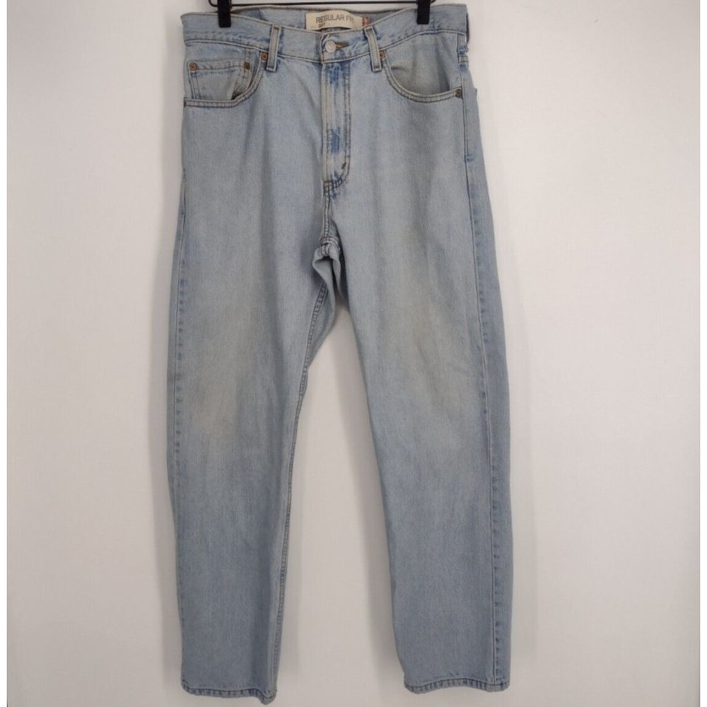 VTG Y2K Levi's 505 Regular Fit Distressed Light Wash Blue Jeans Mens W 34 L 32